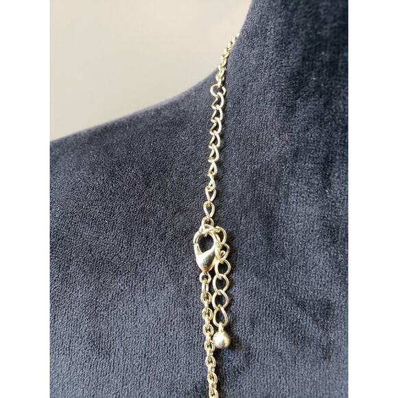 Women's Gold Tone Layered Necklace Lobster Clasp Turquoise Peace Charm Boho - Picture 4 of 4